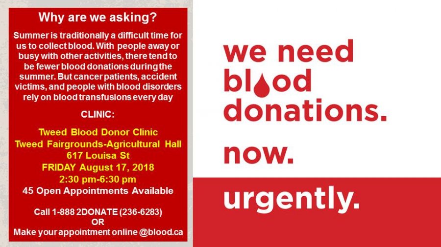 We Need Blood Donations NOW-Urgently Tweed Clinic Aug 17