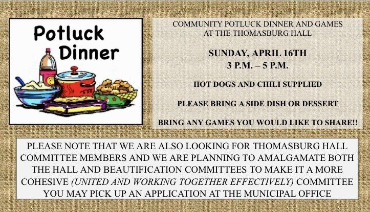 Community Pot Luck Dinner & Games at Thomasburg Hall