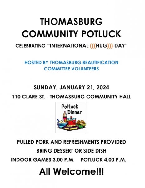 Thomasburg Community Potluck - Celebrating International Hug Day!